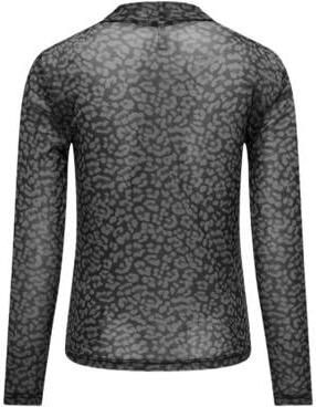 Only KIDS GIRL longsleeve met panterprint zwart grijs Meisjes Polyester Ronde hals 146 152