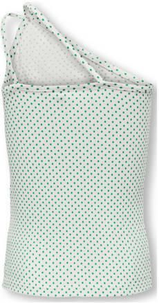 Only KIDS GIRL one shoulder top KOGVIOLA met stippen wit groen Stip 134 140