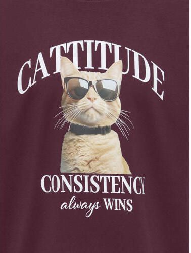 ONLY KIDS GIRL rechtvallend gebreide T-shirt met print donkerrood Meisjes Polyester Ronde hals - Foto 3