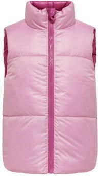Only KIDS GIRL reversible bodywarmer KOGNEWRICKY roze lichtroze Meisjes Polyester Opstaande kraag 122
