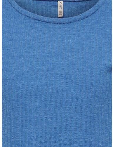 Only KIDS GIRL ribgebreid T-shirt KOGNELLA middenblauw Meisjes Polyester Ronde hals 110 116 - Foto 3