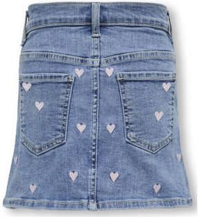 Only KIDS GIRL spijkerrok KOGHOXTON met hartjes light medium blue denim Blauw Meisjes Stretchdenim 146