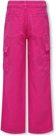 Only KIDS GIRL straight fit cargobroek KOGYARROW fuchsia Roze Meisjes Stretchkatoen 134
