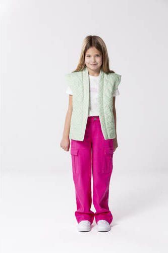 Only KIDS GIRL straight fit cargobroek KOGYARROW fuchsia Roze Meisjes Stretchkatoen 134 - Foto 3