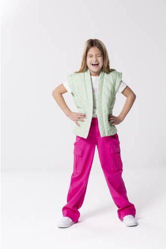 Only KIDS GIRL straight fit cargobroek KOGYARROW fuchsia Roze Meisjes Stretchkatoen 134 - Foto 2