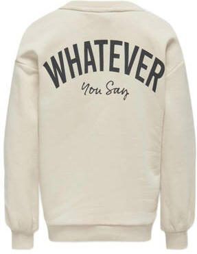 Only KIDS GIRL sweater KOGAUDREY met backprint ecru grijs Backprint 110 116 - Foto 2