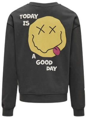 Only KIDS GIRL sweater KOGLISSIE met backprint donkergrijs Backprint 158 164