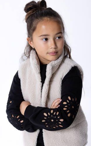 Only KIDS GIRL sweater KOGWINNIE met open detail zwart Effen 122 128 - Foto 2