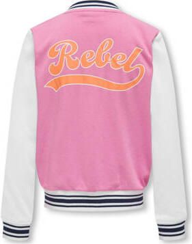 Only KIDS GIRL sweatvest KOGCONNIE met backprint roze wit Jas Meisjes Polyester Opstaande kraag 122 128 - Foto 2