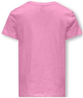 Only KIDS GIRL T-shirt KOGNUNA met tekst zoetroze Meisjes Katoen Ronde hals 122 128
