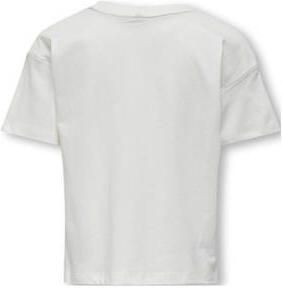 Only KIDS GIRL T-shirt KOGSINNA met tekst wit groen Meisjes Katoen Ronde hals 134 140