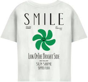 Only KIDS GIRL T-shirt KOGSUN met backprint wit zwart groen Meisjes Biologisch katoen Ronde hals 158 164