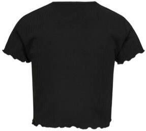 Only KIDS GIRL T-shirt KONNELLA met ruches zwart Meisjes Polyester Ronde hals 122 128