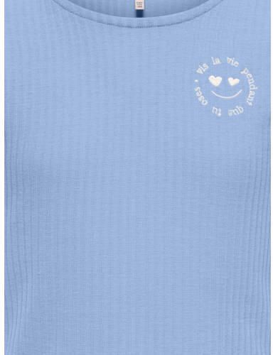 ONLY KIDS GIRL T-shirt lichtblauw met textuur Meisjes Polyester Ronde hals - Foto 3