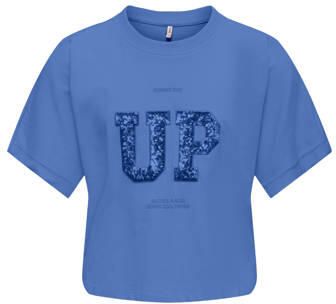 ONLY KIDS GIRL T-shirt met glitter marineblauw Meisjes Katoen Ronde hals