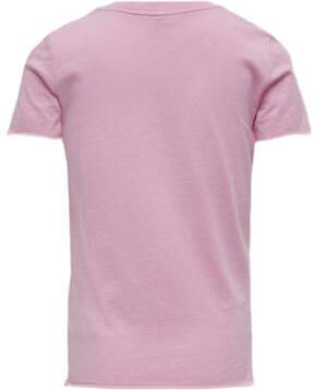 Only KIDS GIRL T-shirt met printopdruk lichtroze multicolor Meisjes Katoen Ronde hals 122 128