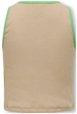 Only KIDS GIRL top KOGGRY felgroen zand ecru Meisjes Stretchkatoen Ronde hals 134 140