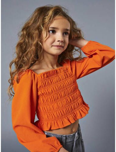 Only KIDS GIRL top KOGHELENE warm oranje Meisjes Polyester Boothals Effen 140