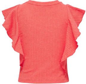 Only KIDS GIRL top KOGNELLA koraalroze Meisjes Polyester Ronde hals Effen 122 128 - Foto 2
