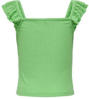 Only KIDS GIRL top KOGNELLA met ruches frisgroen Meisjes Polyester Vierkante hals 122 128