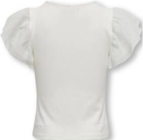 Only KIDS GIRL top KOGSINE wit Meisjes Stretchkatoen Ronde hals Effen 110 116