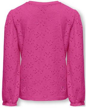 Only KIDS GIRL top KOGSMILLA met open detail fuchsia Roze Meisjes Polyester Ronde hals 134 140 - Foto 3
