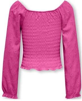 Only KIDS GIRL top KOGTILDA fuchsia Roze Meisjes Polyester Boothals Effen 134 140