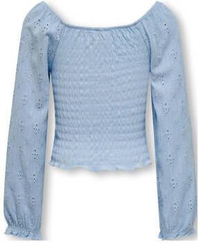 Only KIDS GIRL top KOGTILDA lichtblauw Meisjes Polyester Boothals Effen 158 164