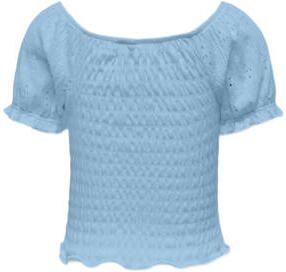 Only KIDS GIRL top KOGTILDA lichtblauw Meisjes Polyester Ronde hals Effen 110 116