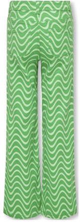 Only KIDS GIRL wide leg broek KOGAGNETE met all over print felgroen lichtgroen Meisjes Stretchkatoen 140