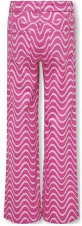 Only KIDS GIRL wide leg broek KOGAGNETE met all over print zoetroze lichtroze Meisjes Stretchkatoen 128