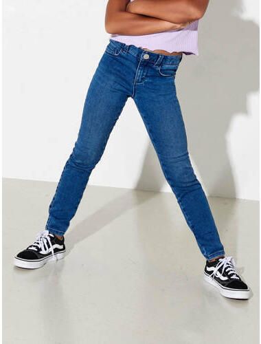 Only KIDS high waist skinny jeans KONROYAL met biologisch katoen stonewashed Blauw Meisjes Katoen (biologisch) 140