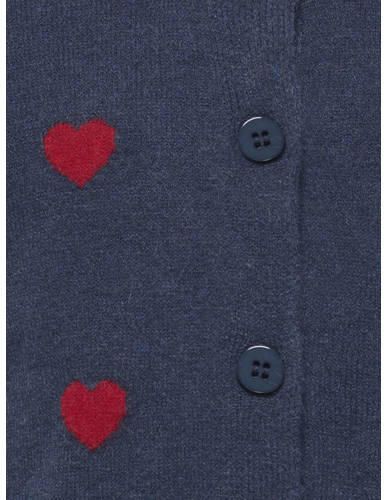 ONLY KIDS MINI gebreid vest met borduursels en hartjes donkerblauw Meisjes Polyester Ronde hals - Foto 3