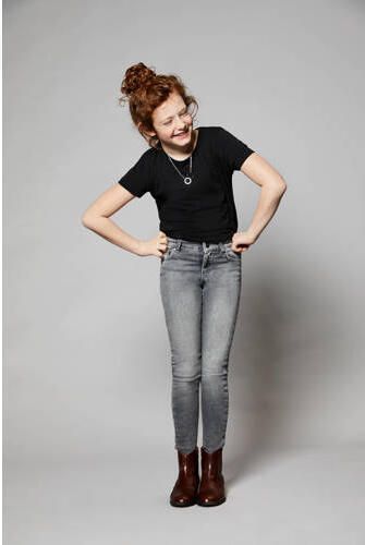 Only KIDS skinny jeans KONBLUSH grijs Meisjes Stretchdenim Effen 152 - Foto 3