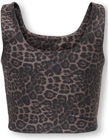 ONLY PLAY GIRLS sporttop met panterprint bruin Meisjes Polyester Ronde hals
