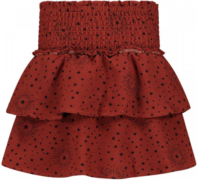 ONLY KIDS rok KONMOLLY met sterren en ruches rood