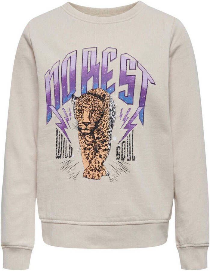 Only KIDS GIRL sweater KOGLUCINDA met printopdruk beige Printopdruk 122 128