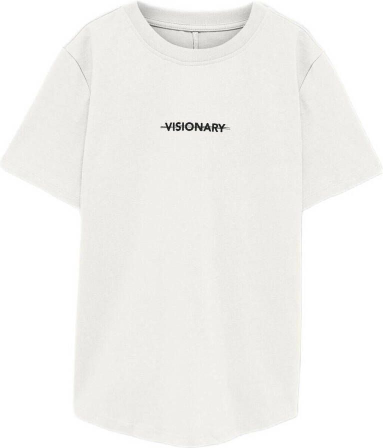 Only KIDS BOY T-shirt KOBNICK met tekst wit Jongens Katoen Ronde hals Tekst 122 128