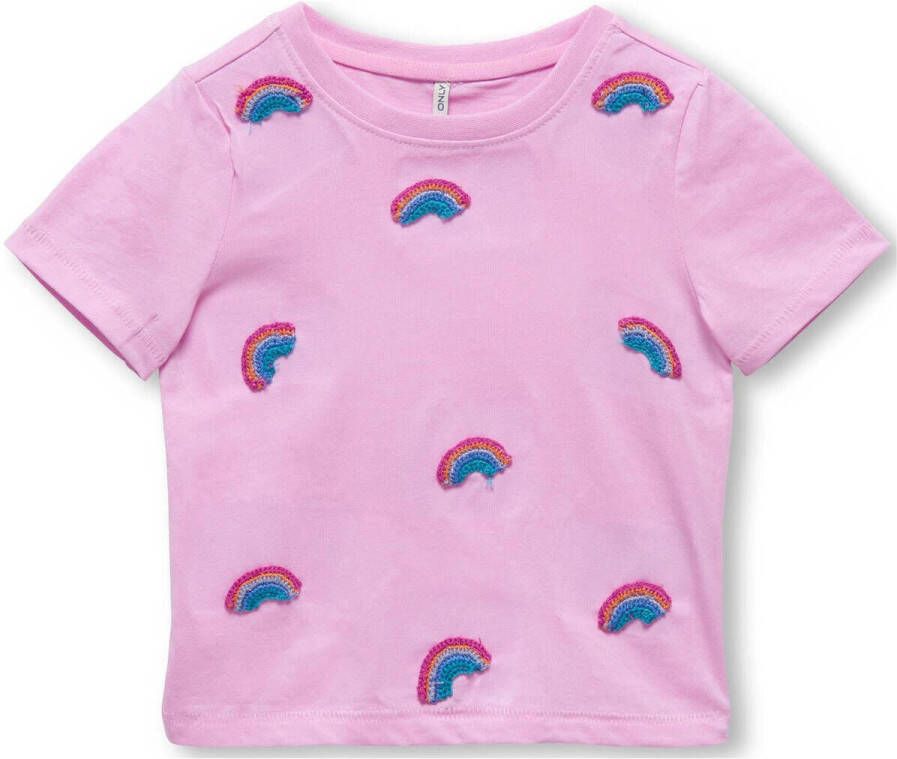 KIDS ONLY Shirt met korte mouwen KMGKITA REG S S RAINBOW EMB TOP BOX JRS