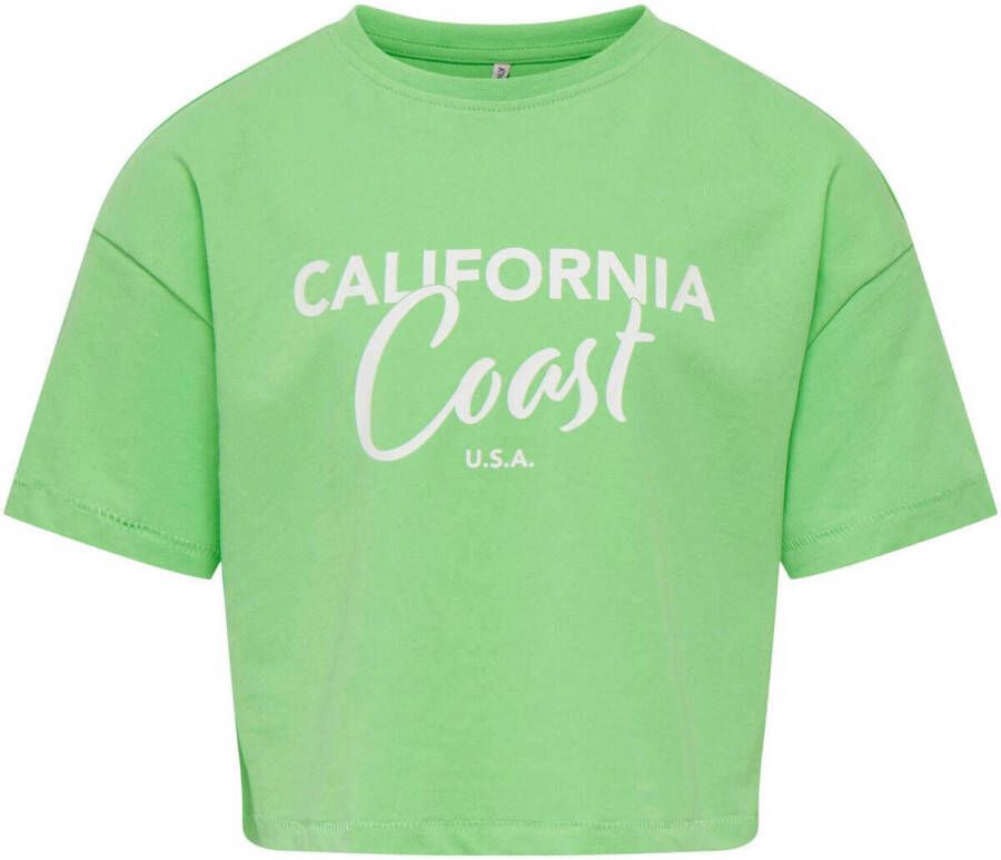 Only KIDS GIRL T-shirt KOGOLIVIA met tekst groen Meisjes Katoen Ronde hals 122 128