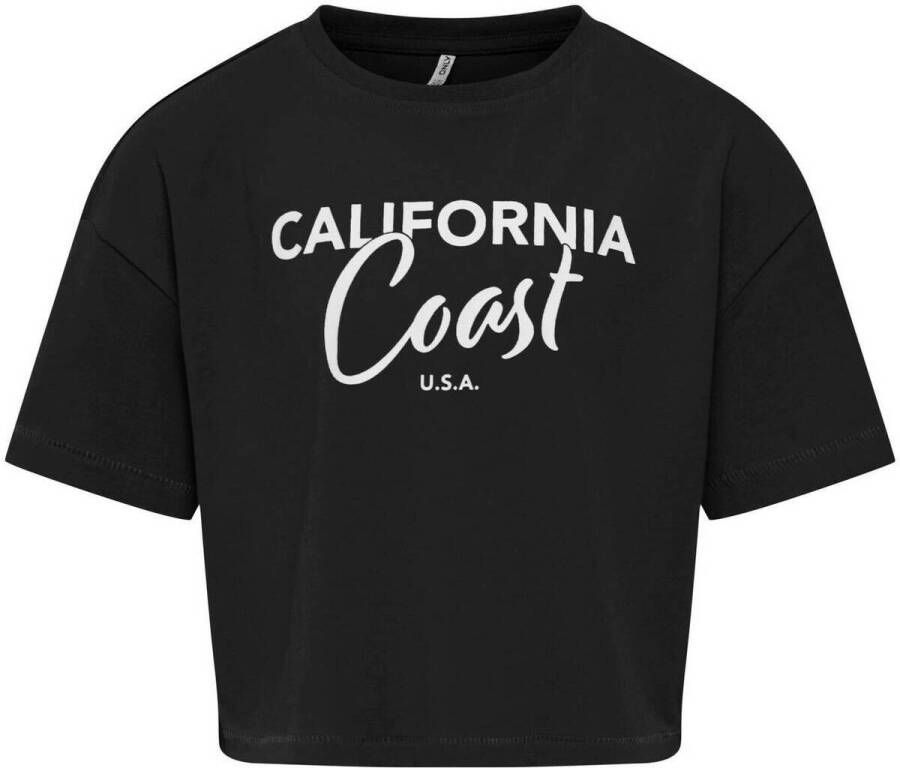 Only KIDS GIRL T-shirt KOGOLIVIA met tekst zwart Meisjes Katoen Ronde hals 158 164