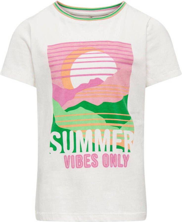 Only KIDS GIRL T-shirt KOGJULIE met printopdruk wit Meisjes Katoen Ronde hals 122 128 - Foto 1
