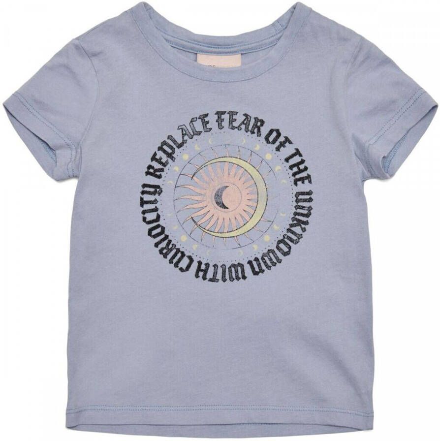 Only T-shirt met printopdruk blauw Meisjes Katoen Ronde hals Printopdruk 104