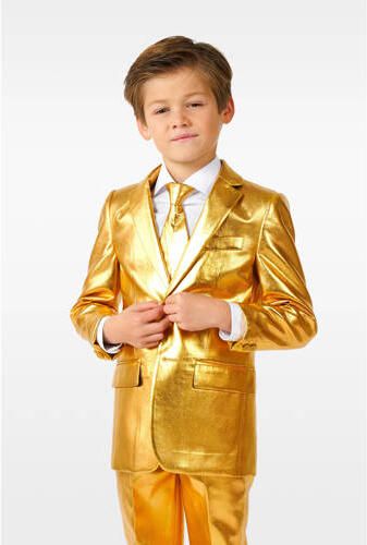 OppoSuits kostuum Groovy goud Jongens Polyester Klassieke kraag Effen 146 152