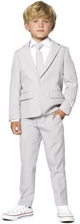 OppoSuits kostuum lichtgrijs Jongens Polyester Reverskraag Effen 110 116 - Foto 1