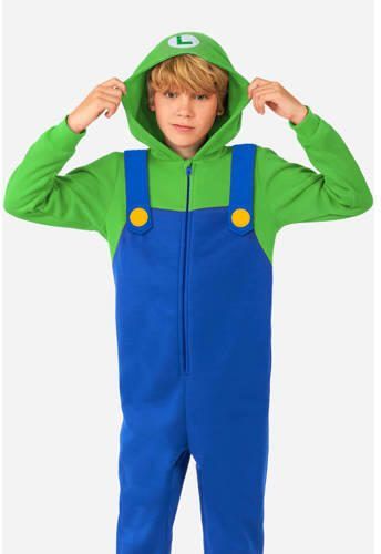 OppoSuits onesie Luigi blauw groen Jongens Polyester Capuchon All over print 122 128 - Foto 2
