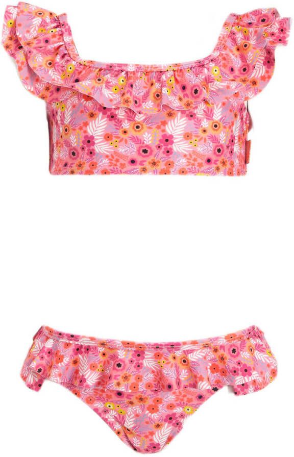 Orange Stars crop bikini Maaike met ruches roze Meisjes Polyester All over print 128