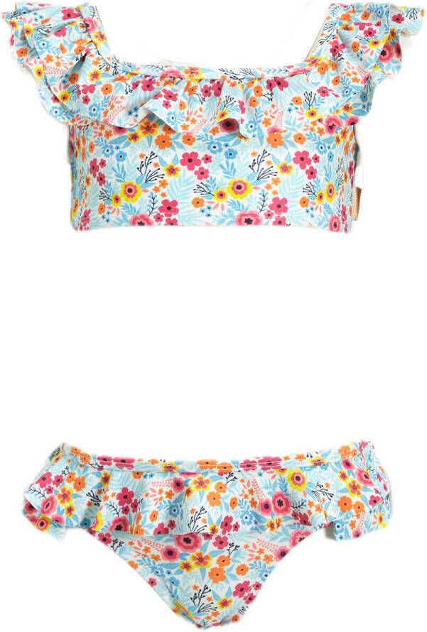 Orange Stars crop bikini Maaike met ruches lichtblauw Meisjes Gerecycled polyester (duurzaam) 116