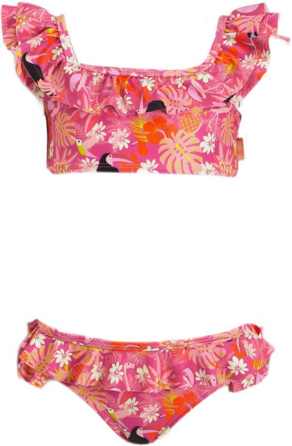Orange Stars crop bikini Maaike met ruches groen Meisjes Polyester All over print 116 - Foto 2