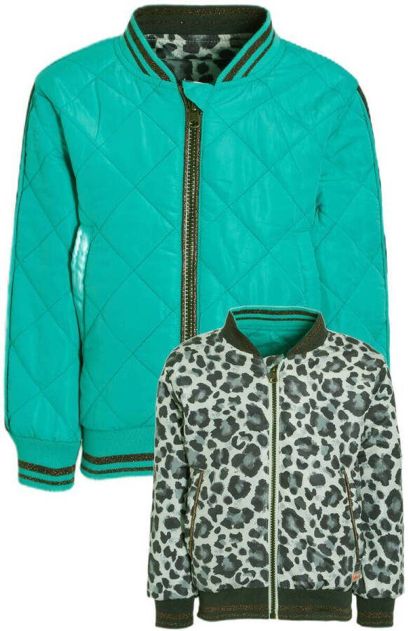 Orange Stars bomberjack zomer Marcella jacket reversible met all over print turquoise Jas Blauw Meisjes Polyester Opstaande kraag 140
